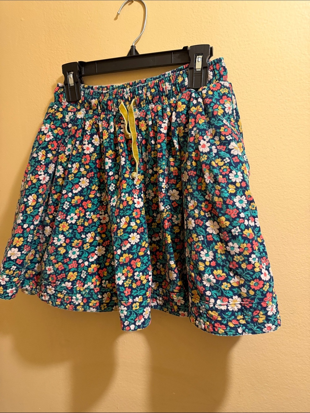 Mini Boden Teal Floral Drawstring Skirt